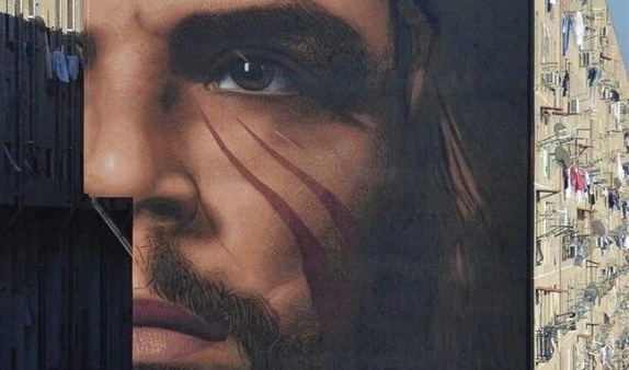 Una de las partes del mural de Che Guevara. Jorit Agoch.