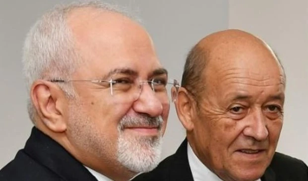 Los cancilleres de Irán, Mohammed Javad Zarif (izquirda), y Francia, Jean-Yves Le Drian.