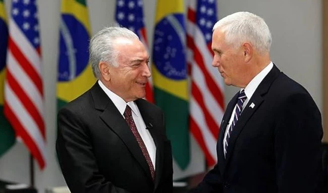 Presidente de Brasil, Michel Temer, y vice de Estados Unidos, Mike Pence