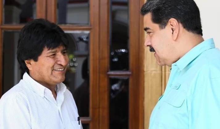 Presidentes Evo Morales, de Bolivia, y Nicolás Maduro, de Venezuela