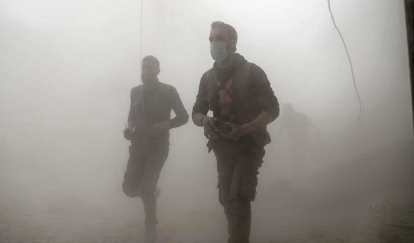 Cascos Blancos en la ciudad de Duma, en las afueras de Damasco.