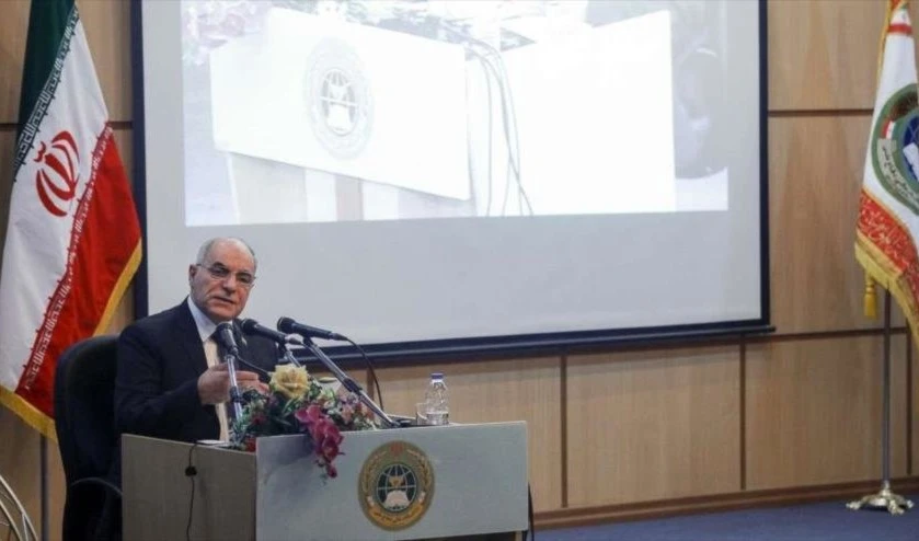 El viceministro sirio de Defensa, Mahmud al-Shawa, interviene en un foro en Teherán, Irán.