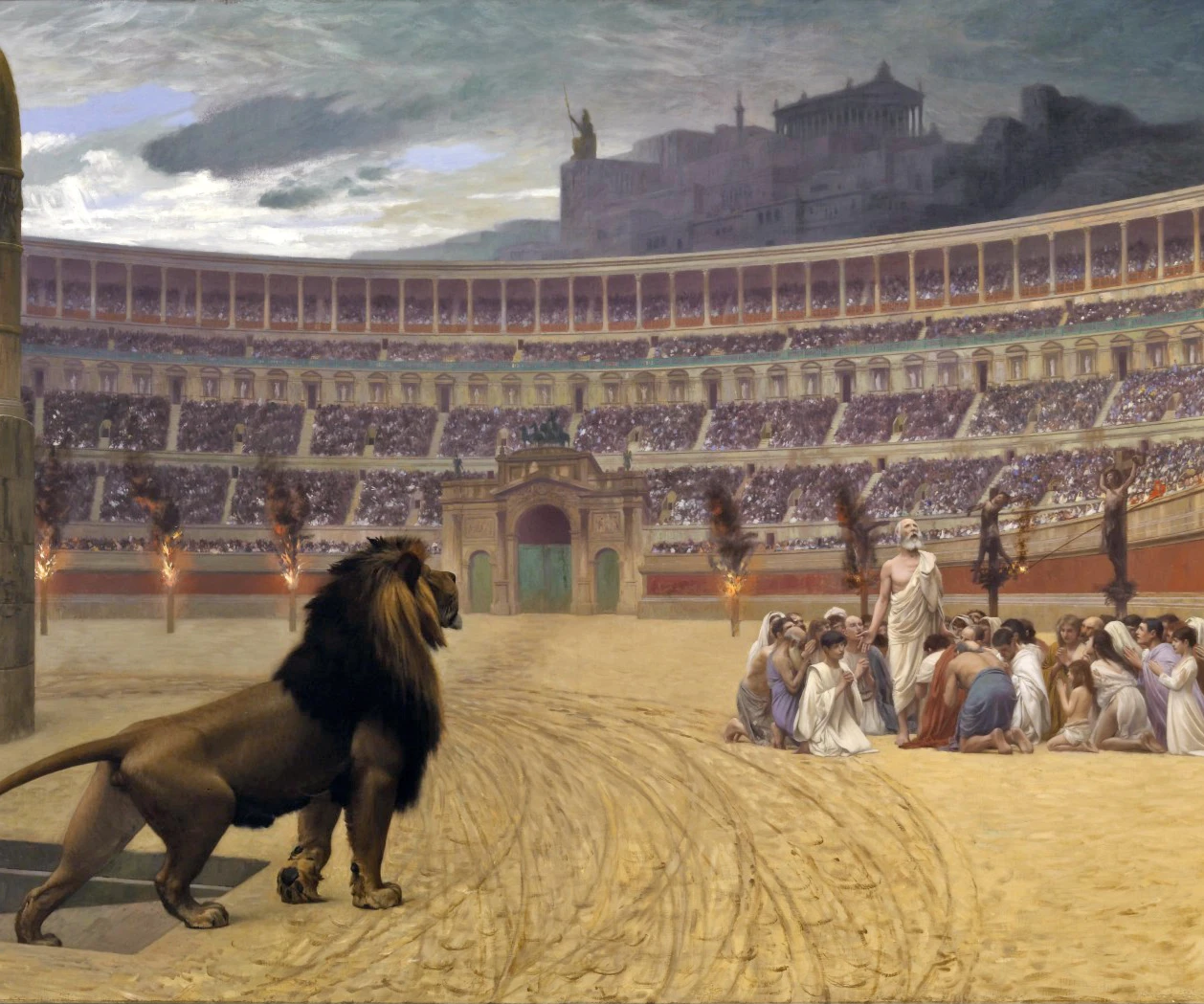 Coliseo de Roma. Última oración de los mártires cristianos. Obra del pintor fránces Jean-Léon Gérôme