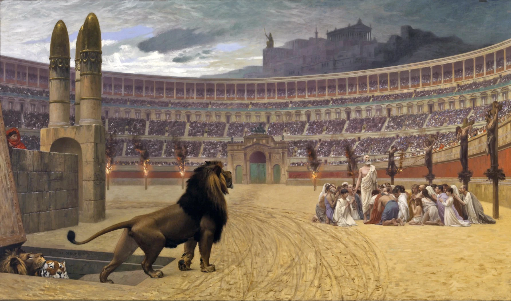 Coliseo de Roma. Última oración de los mártires cristianos. Obra del pintor fránces Jean-Léon Gérôme