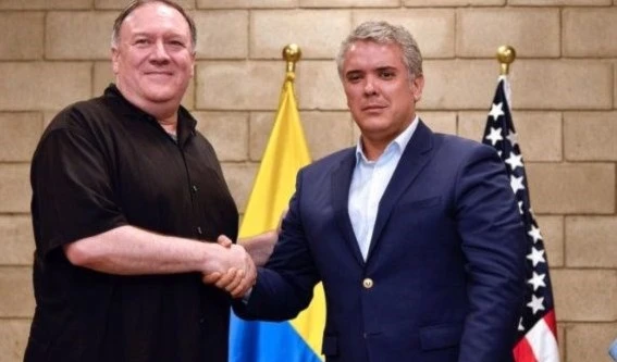 El presidente de Colombia, Iván Duque, y el secretario de Estado de Estados Unidos, Mike Pompeo, en la ciudad colombiana de Cúcuta.