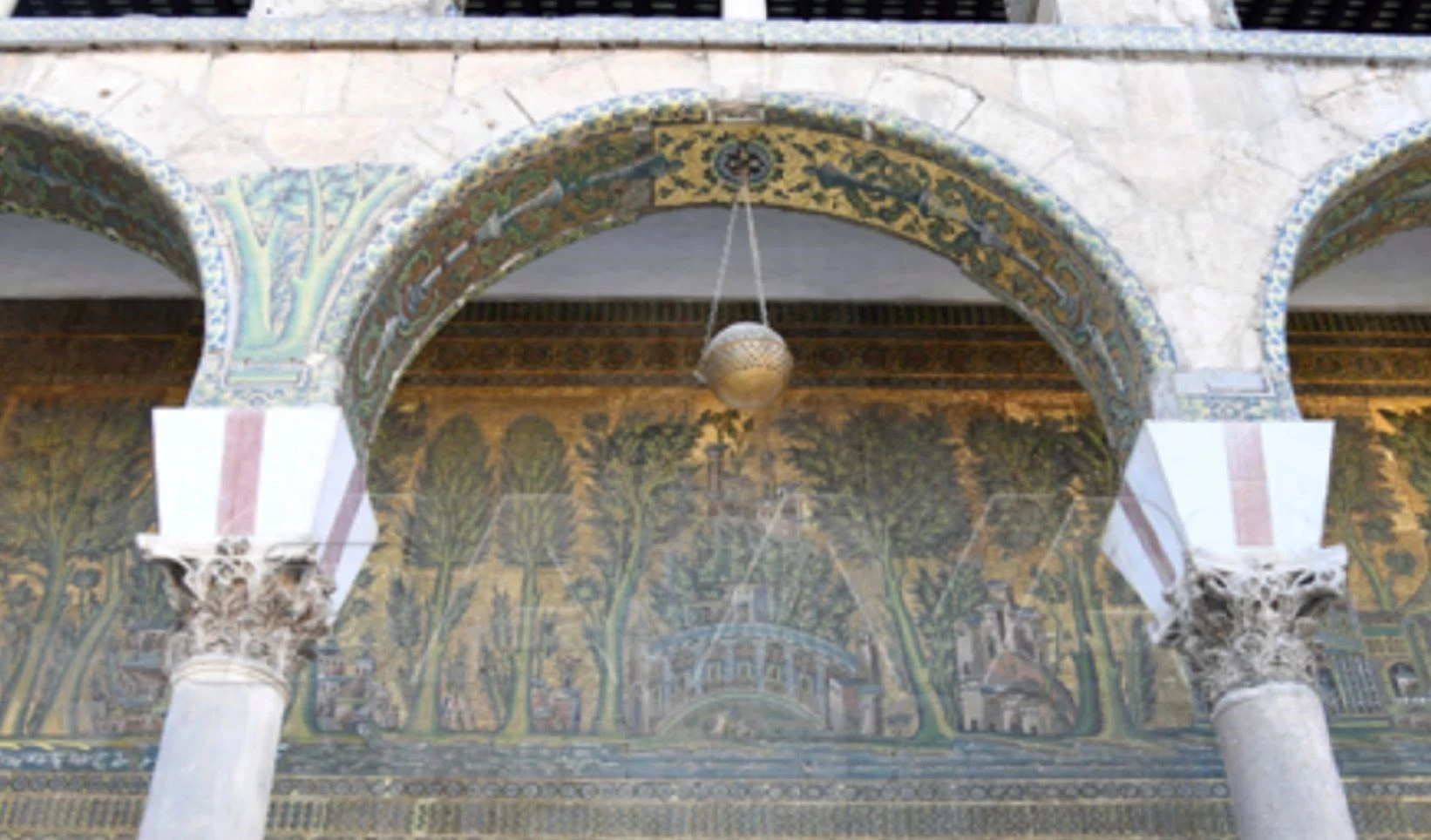 El famoso mosaico Barada de la Mezquita de los Omeyas en Damasco. Foto: SANA