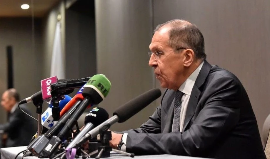 El canciller ruso, Serguei Lavrov, durante una conferencia de prensa al final de su visita a México.