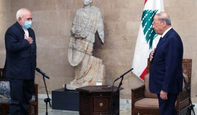El presidente libanés, Michel Aoun, recibe al canciller iraní, Mohammad Javad Zarif.