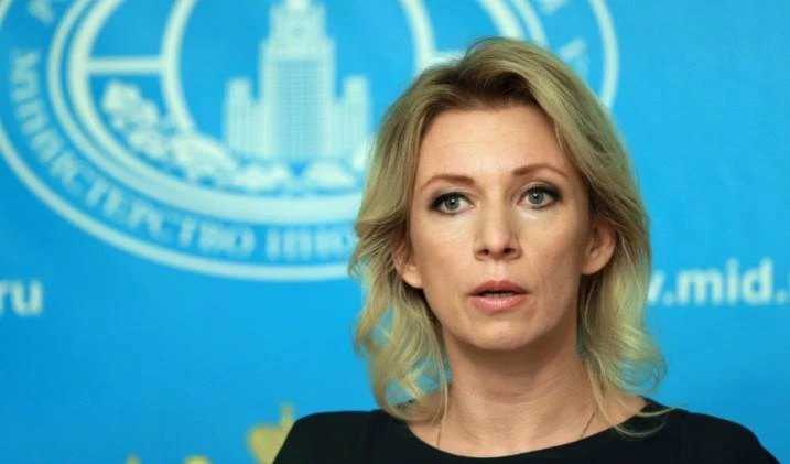 María Zajarova, vocera de la Cancillería rusa.