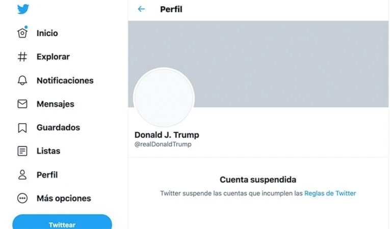 Twitter suspende permanentemente la cuenta de Trump.