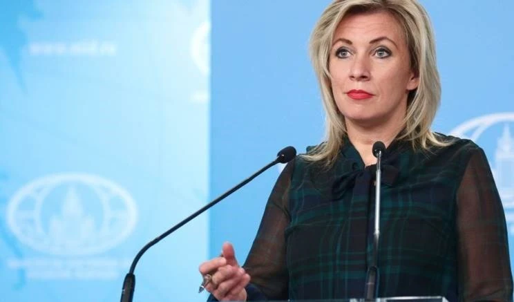 María Zajarova, vocera de la Cancillería rusa.