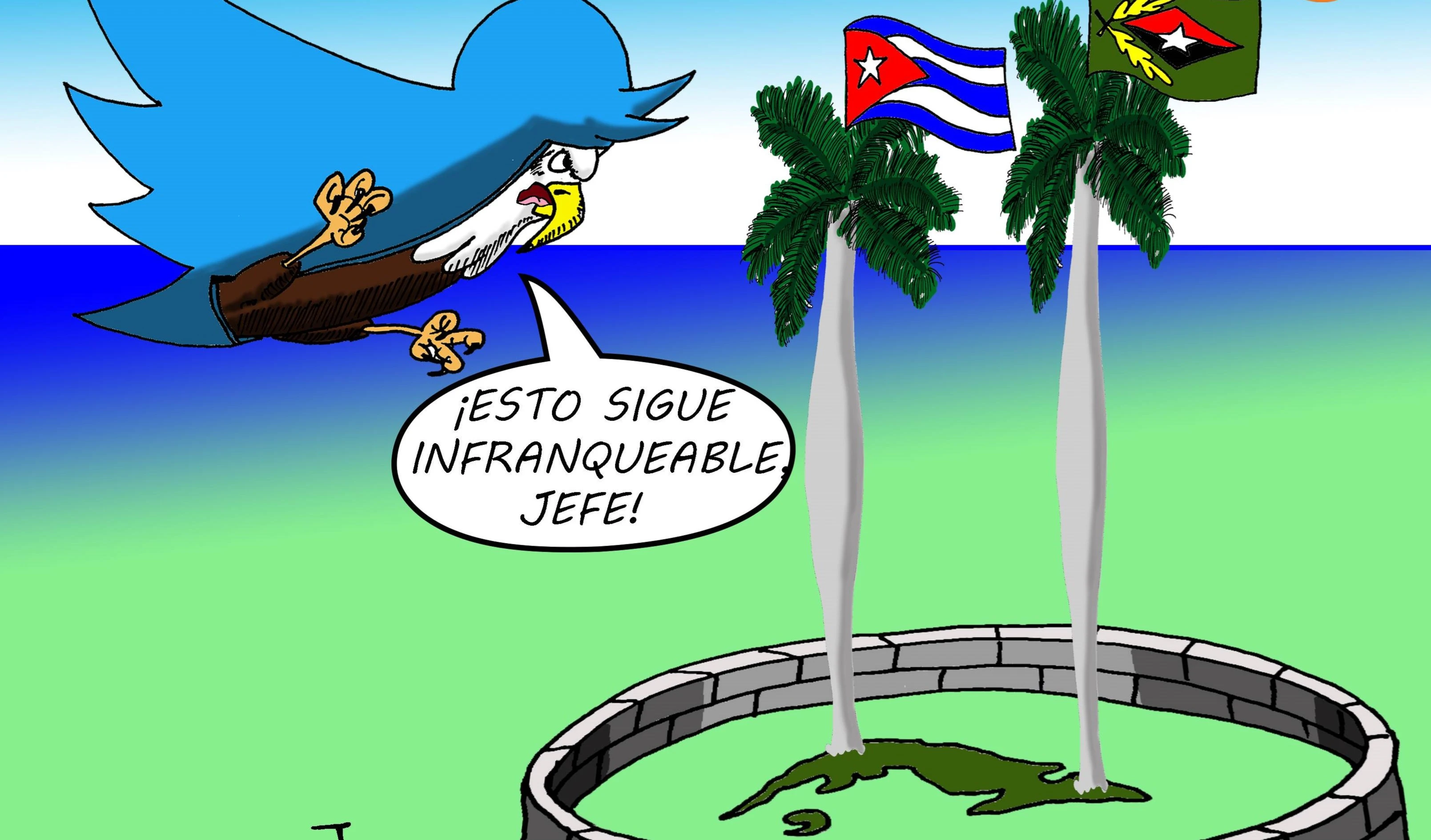 ¡Cuba la inquebrantable! Caricatura: Jorge / Al Mayadeen Español