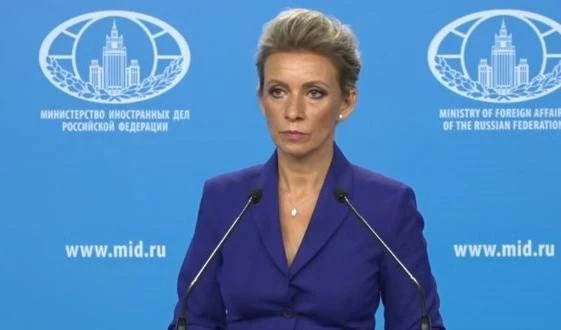 María Zajarova, vocera de la Cancillería rusa.