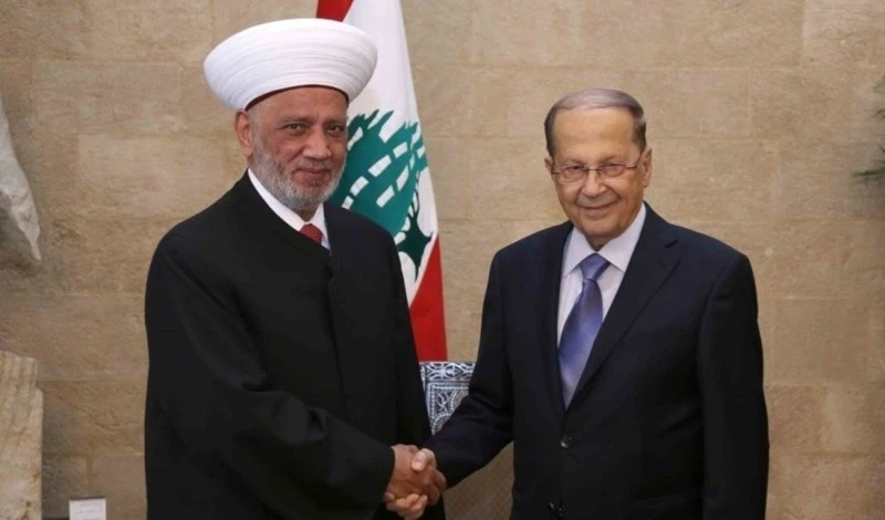 Encuentro entre el presidente Aoun y el Gran Mufti de la República, el cheikh Abdul Latif Derian.