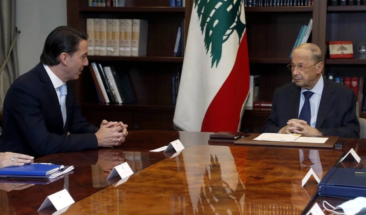Encuentro entre el presidente libanés, Michel Aoun, y el mediador estadounidense, Amos Hochstein.