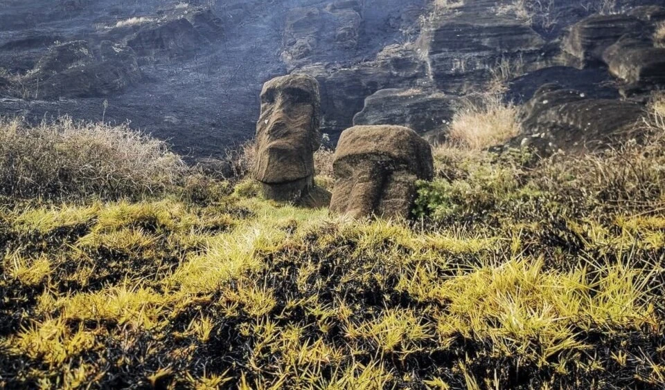 Incendio en la Isla de Pascua. Foto: AFP.