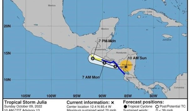 Huracán Julia transita por Nicaragua
