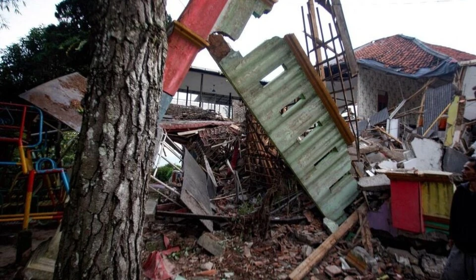 Derrumbes tras el sismo. Foto: Redes.