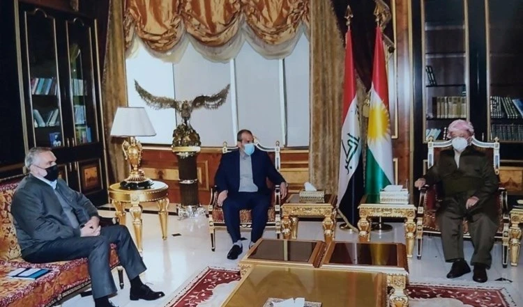 Delegación iraní se reúne con Barzani y funcionarios kurdos en Erbil, Iraq.