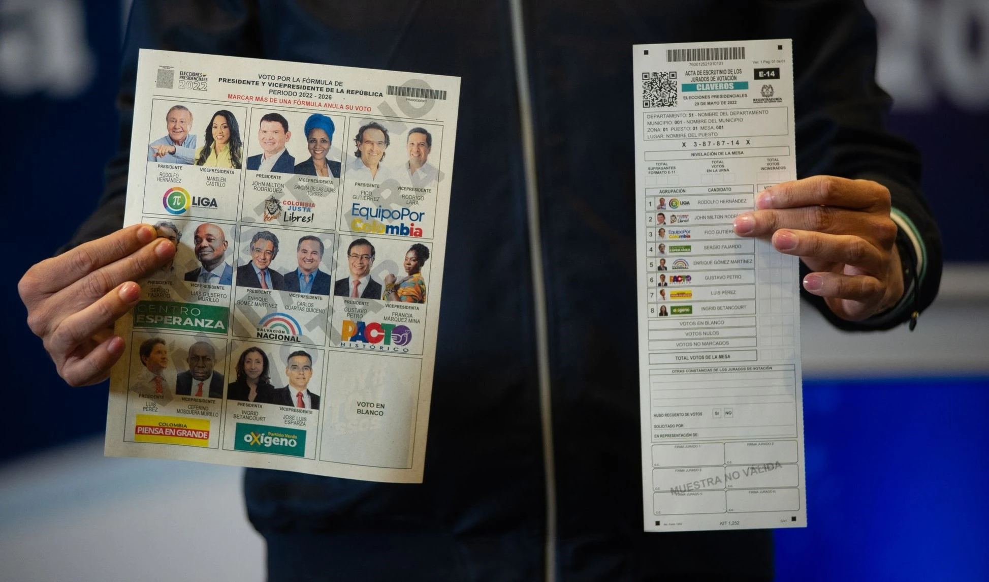 En estos tarjetones los casi 40 millones de colombianos expondrán su candidato para presidente.