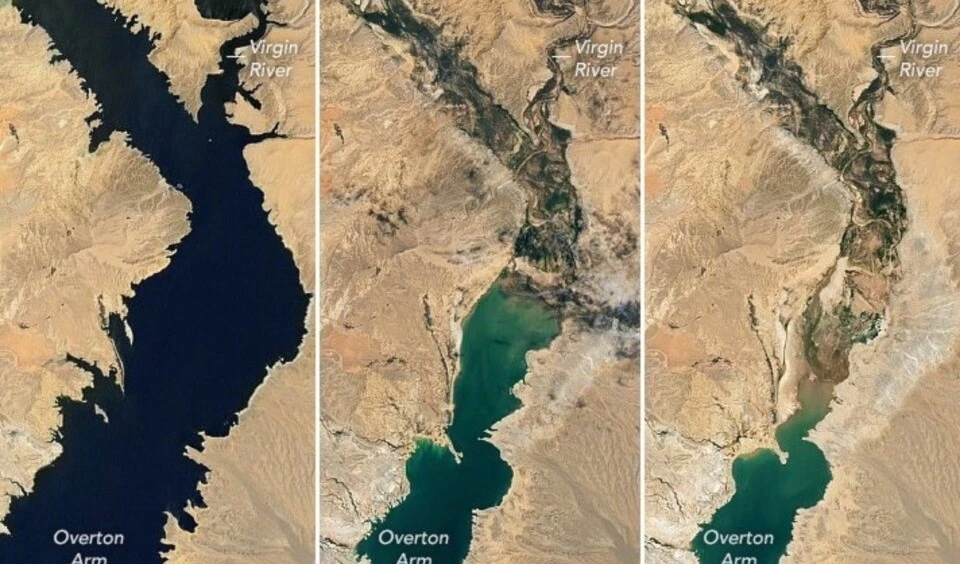 El mayor embalse de Estados Unidos suministra agua a millones de personas. Foto tomada de NASA.