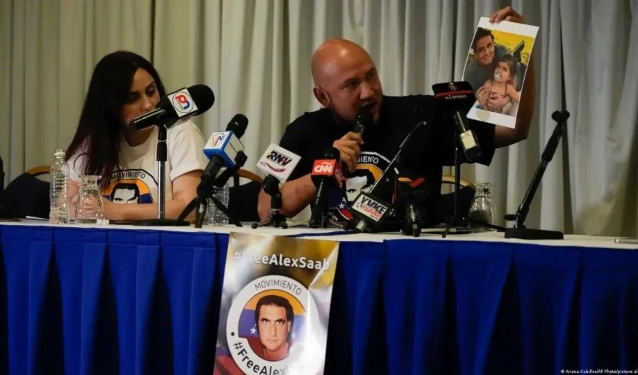 Activistas del Movimiento 'Free Alex Saab' durante una rueda de prensa en Caracas.