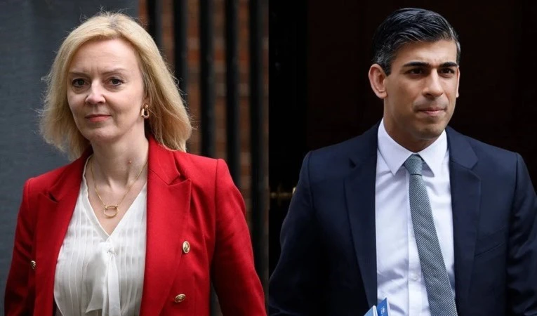 La actual ministra de Asuntos Exteriores, Liz Truss, (izquierda) y el excanciller Rishi Sunak.
