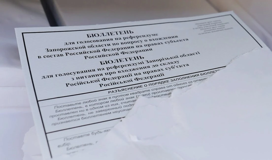 Papeleta de votación para el referendo sobre la adhesión de la región de Zaporozhye a Rusia.
