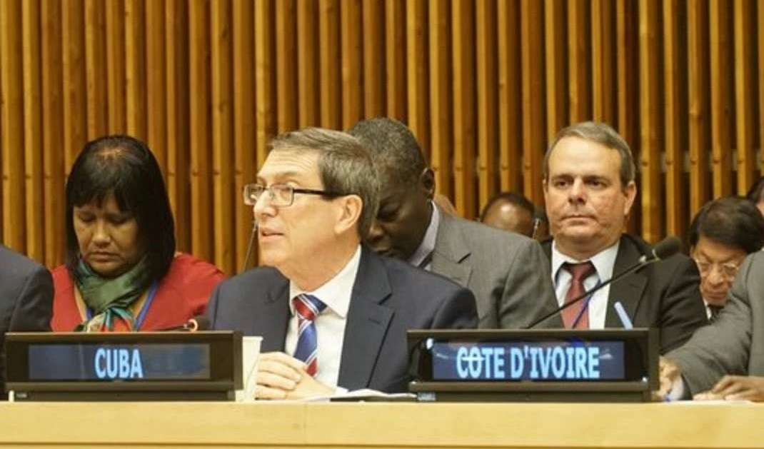 El canciller cubano Bruno Rodríguez Parrilla durante una de las sesiones del G77.