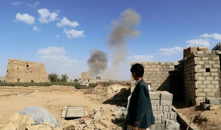 Bombardeo saudita en Saada.