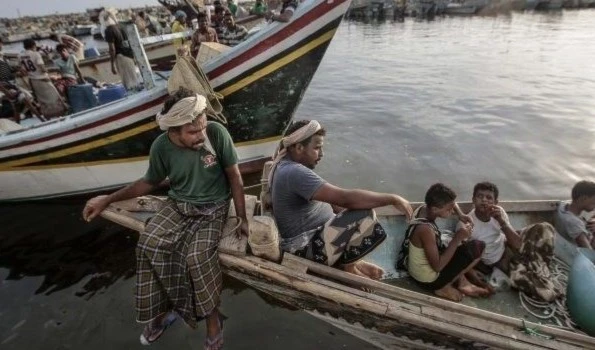 Pescadores yemenitas en el puerto Abyan.