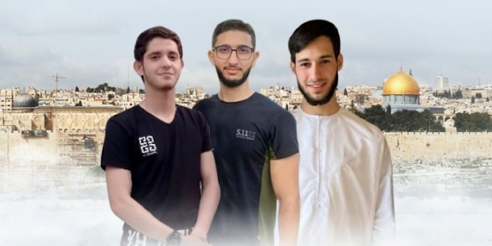 Los tres combatientes de Hamas caídos en combate en la frontera palestino-libanesa.