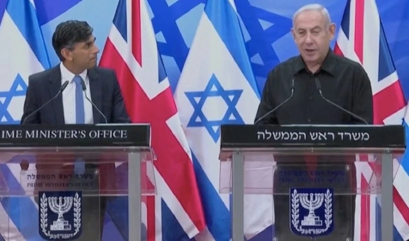 Rishi Sunak prometió el respaldo de su país a “Israel” en sus “tiempos más oscuros”.