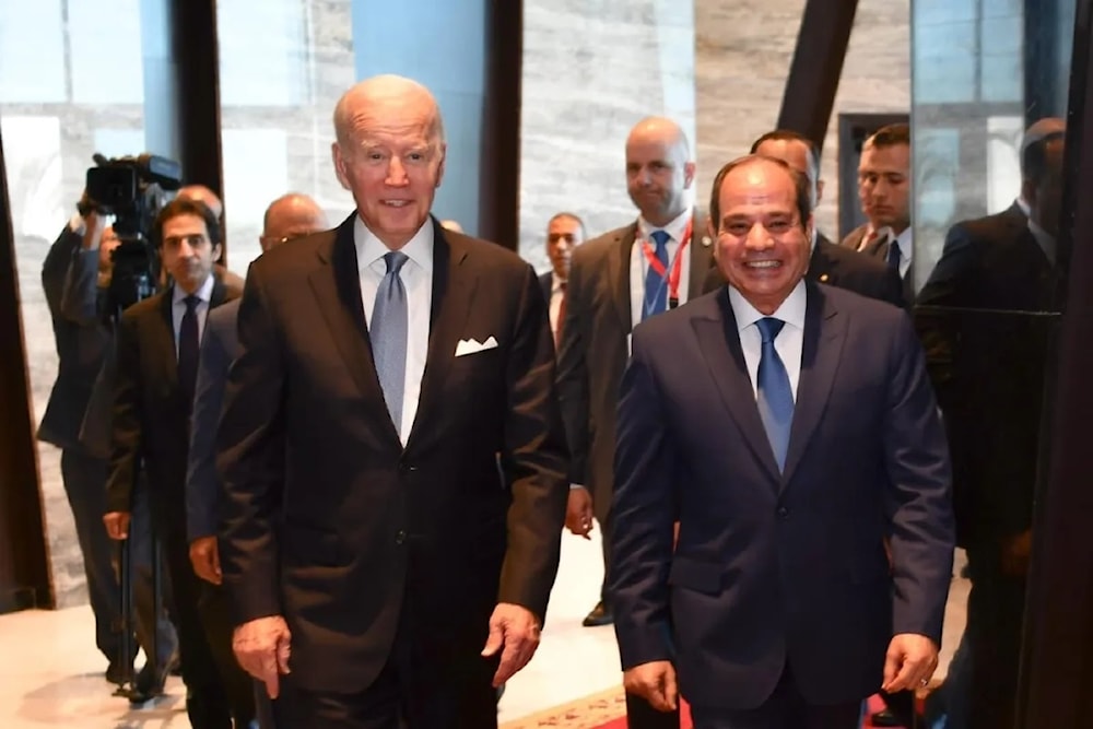 Joe Biden y Abdel Fattah El Sisi coordinan con las organizaciones humanitarias internacionales bajo la supervisión de las Naciones Unidas para hacer llegar la asistencia a la Franja de Gaza.