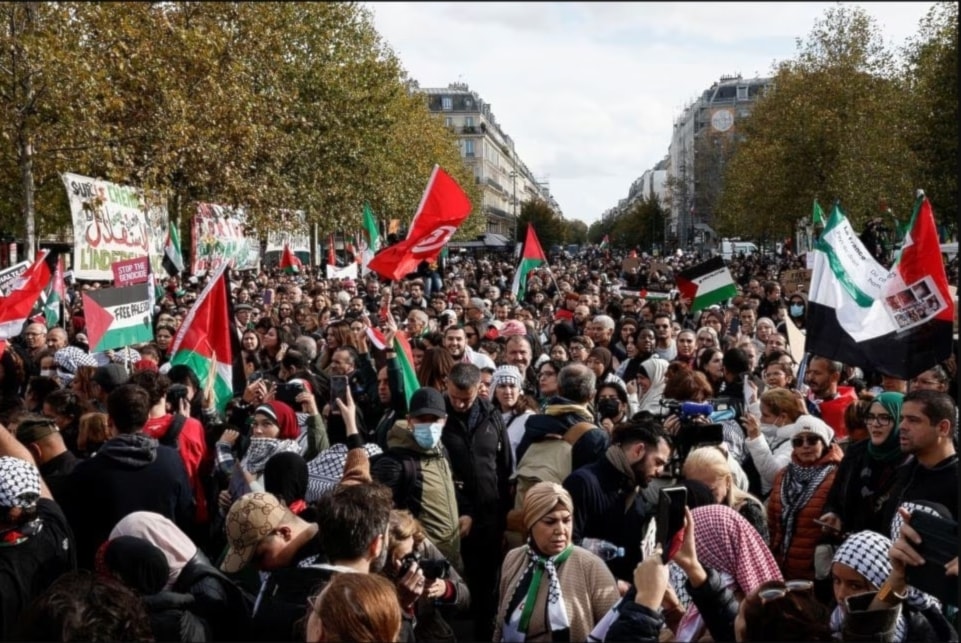 Decenas de miles de personas se manifestaron en París en apoyo a Gaza 