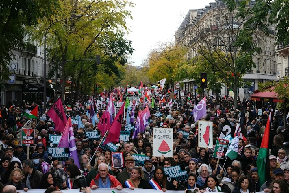 Manifestación en París, Francia, 11 de noviembre de 2023. Foto: AFP. 