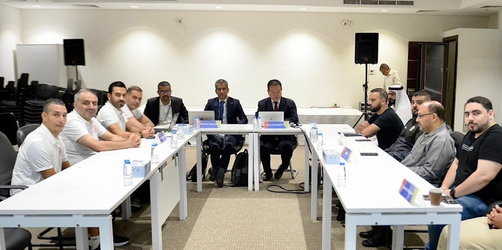 Reunión técnica previa al debut de Líbano y Palestina en las eliminatorias de fútbol. Foto LFA.