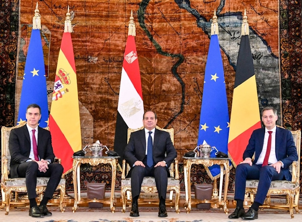 Encuentro entre el presidente de Egipto, Abdel Fattah El Siri y los primeros ministros de España y Bélgica.