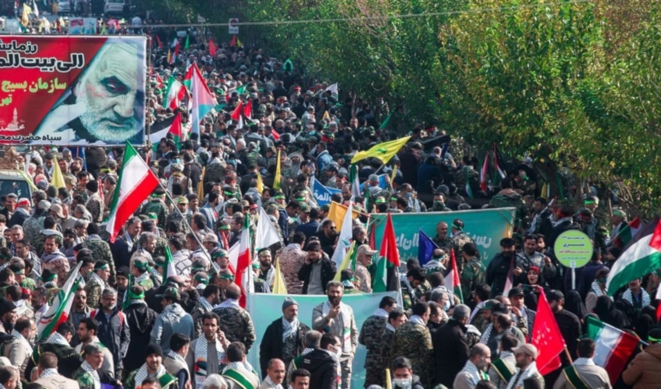 Manifestación en apoyo de Palestina en Teherán bajo el lema El camino a Jerusalén. Manifestación en apoyo de Palestina en Teherán bajo el lema El camino a Jerusalén.