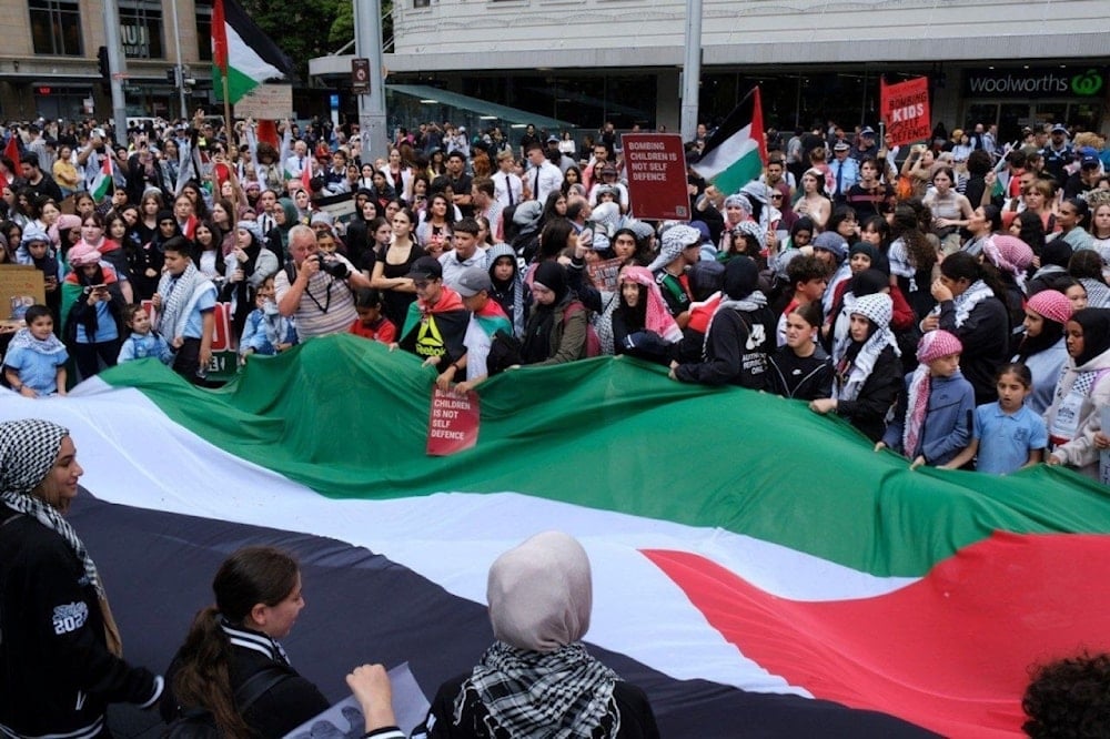 Manifestación estudiantil en apoyo de la Palestina ocupada en Sydney, Australia.