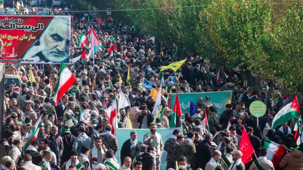 Manifestación en apoyo de Palestina en Teherán bajo el lema El camino a Jerusalén.