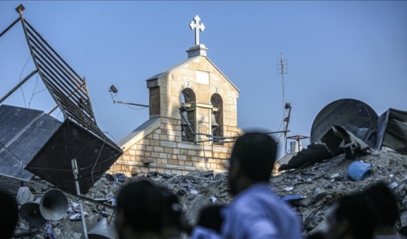 La iglesia ortodoxa griega de San Porfirio, considerada la tercera más antigua del mundo, quedó totalmente destruida por los bombardeos. 
