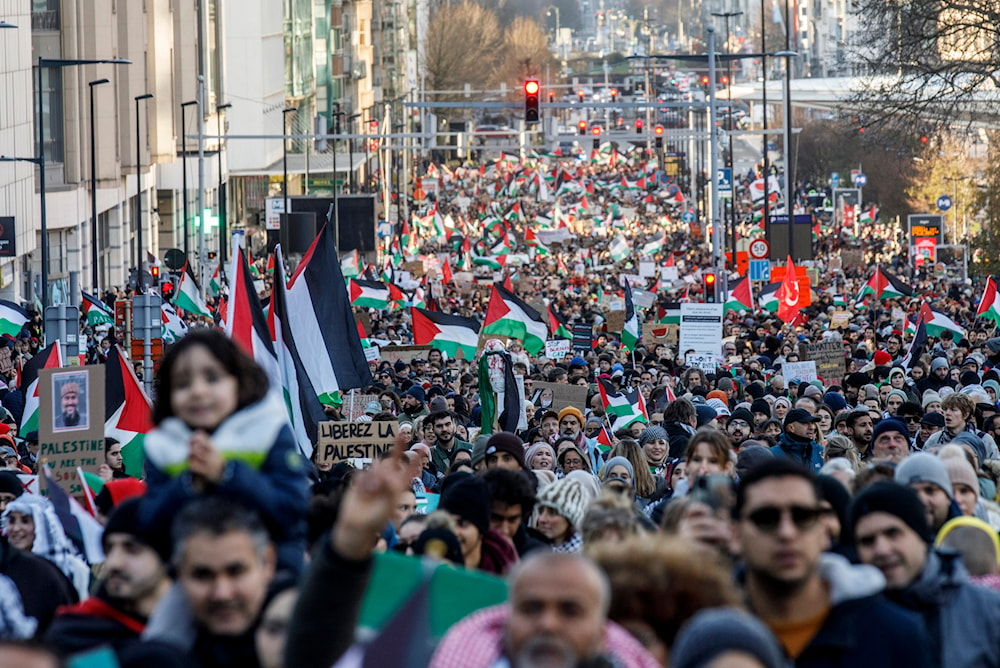 Marchan en países de Occidente en solidaridad con Palestina. Foto: Belga News Agency.