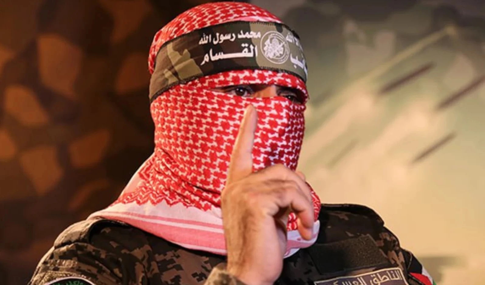 El portavoz militar de las Brigadas Al-Qassam, Abu Ubaida.