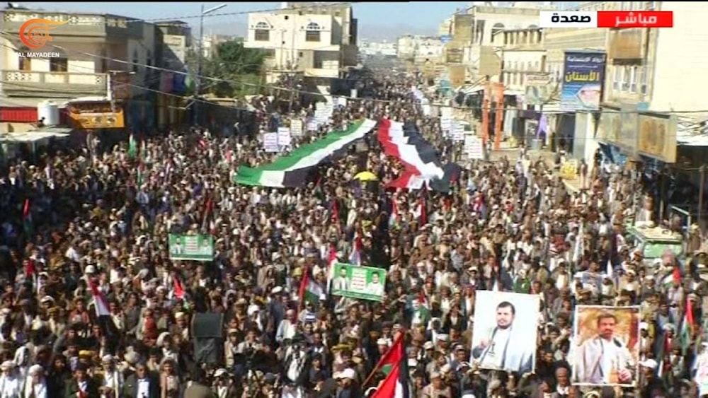 Las gobernaciones yemeníes de Saada y Rima protagonizaron este viernes manifestaciones masivas para apoyar a Palestina.