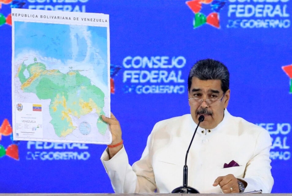 Nicolás Maduro durante la presentación del mapa de Venezuela. 