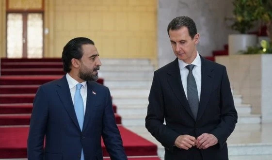 Encuentro entre presidente Al-Assad y el jefe del Consejo de Representantes iraquí, Mohammad al-Halbousi.