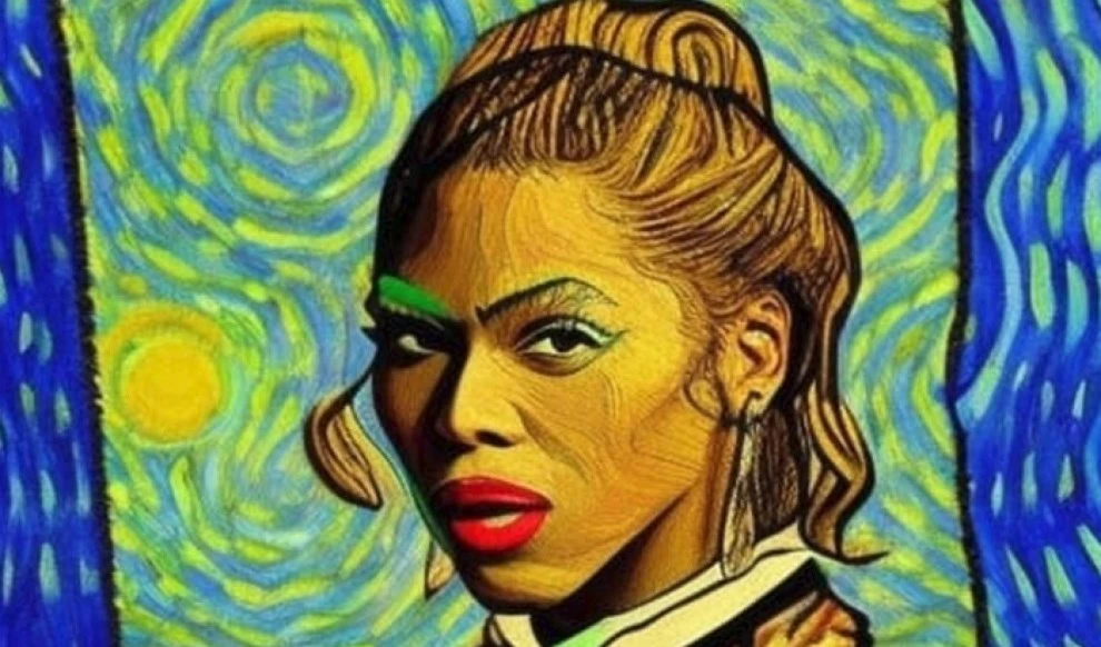 Retrato de Beyonce realizado por la IA. Foto: PHOTOLEAP.