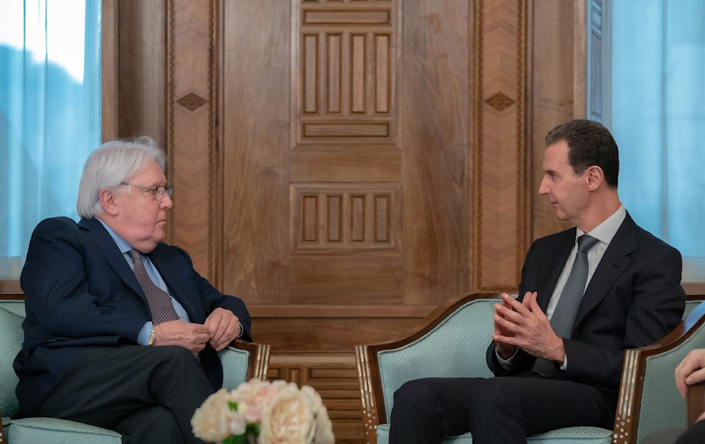 Bashar al-Assad y Martin Griffiths durante su encuentro en Damasco. 