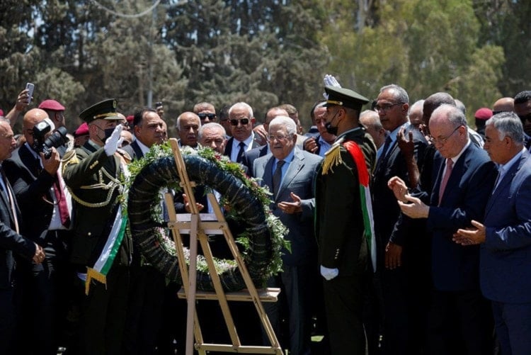 Mahmud Abbas en el ciudad de Yenín. 